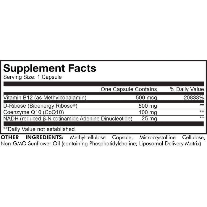 Liposomal NADH+ by Codeage - Label
