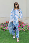Neha x HOK in Ivory & Indigo Printed Lawn Cotton Co-ord Set with Straight Pants