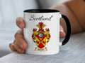 Newall Scottish family crest accent mug with Scotland above the coat of arms design