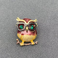 Owl with Glasses Enamel Brooch