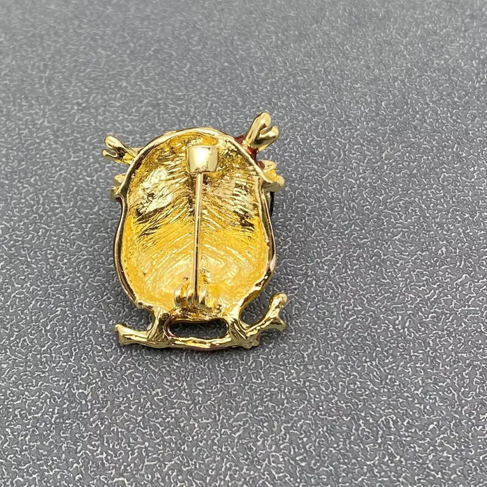 Owl with Glasses Enamel Brooch