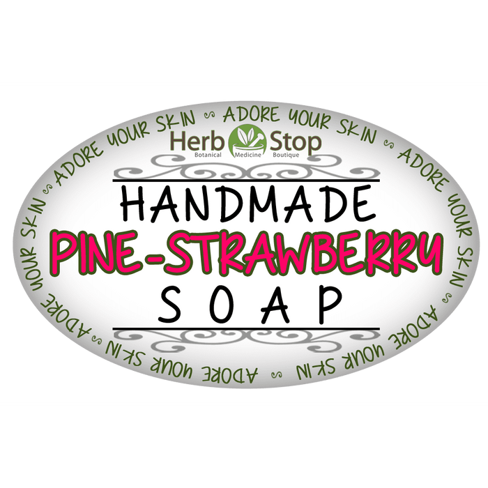 Handmade Pine-Strawberry Soap Label - Front