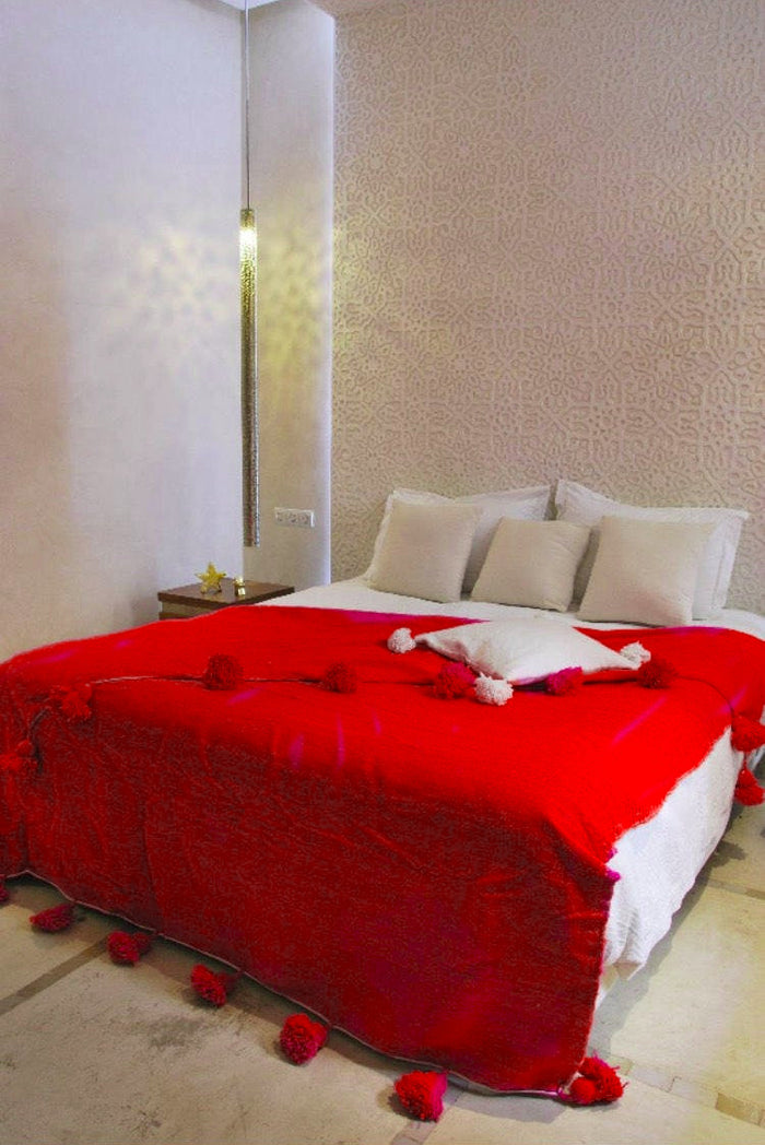 Pom Blanket - Red