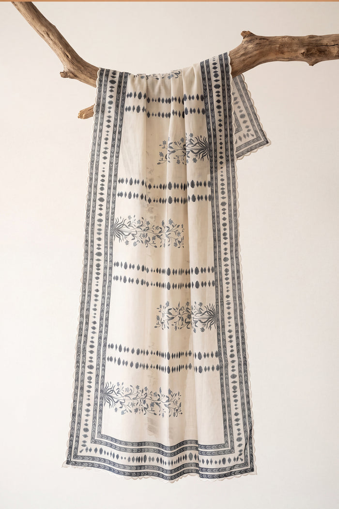 Printed Organza Dupatta in Ivory