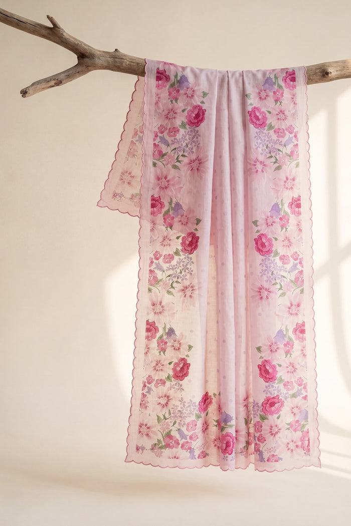 Printed Organza Dupatta in Pink