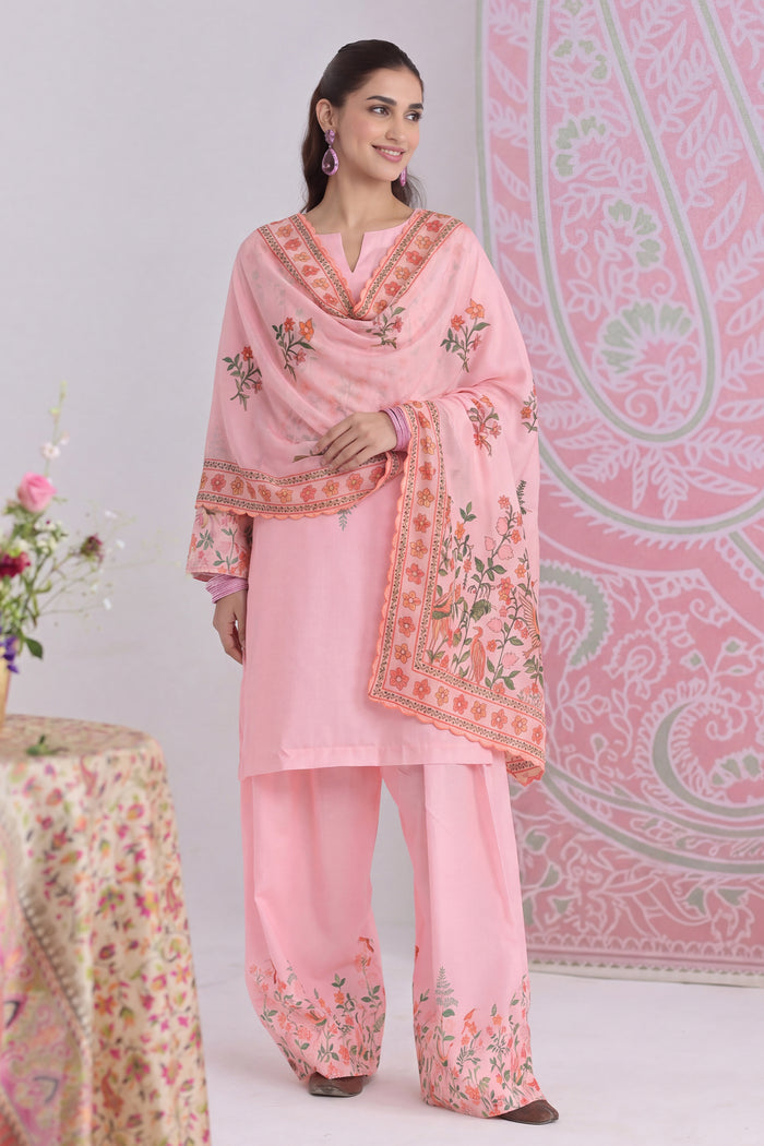 Printed Organza Dupatta in Pink
