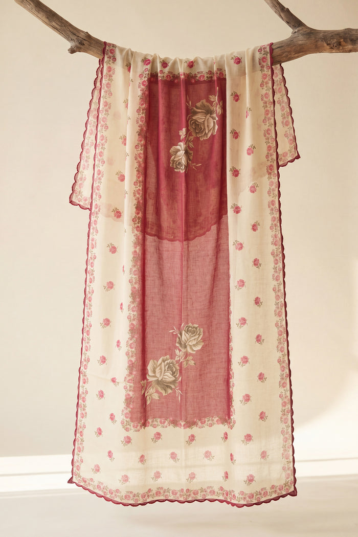 Printed Organza Dupatta in Red
