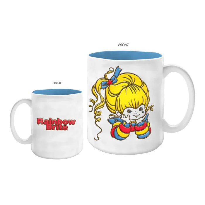 Rainbow Brite Hands Pose Wax Resist 17oz Ceramic Pottery Mug