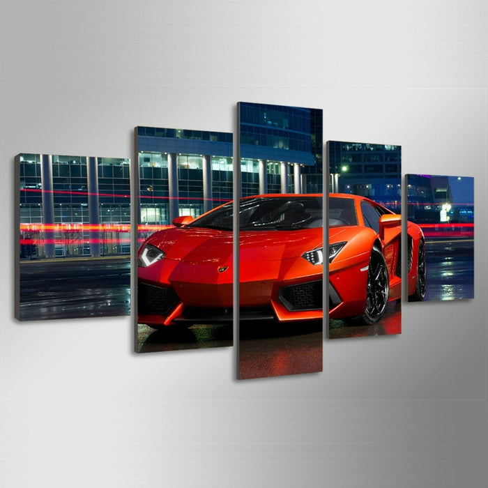 Red Aventador Luxury Sports Car Wall Art Frame Canvas Printing Decor