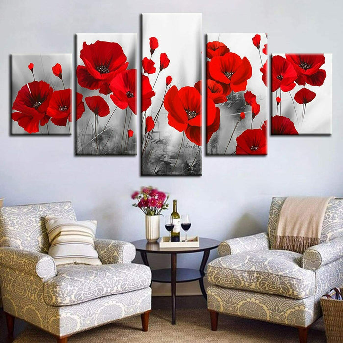 Red Poppy Flower Wall Art Frame Canvas Printing Decor
