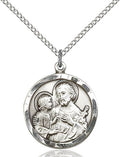 Saint Joseph medal round 41401, Sterling Silver