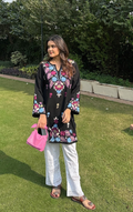 Sakshi in Woollen Kashmiri Black Kurta