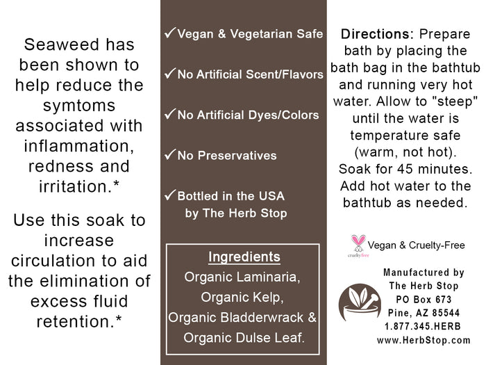 Organic Seaweed Bath Bags Label - Back