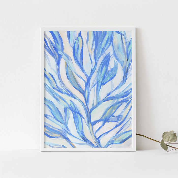 Seaweed Turquoise Blue Bright Modern Beach Painting Wall Art Print or Canvas - Jetty Home