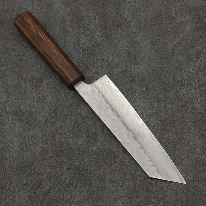 Seisuke Stainless Steel 440C Hammered Damascus Bunka  170mm Oak Handle - Seisuke Knife