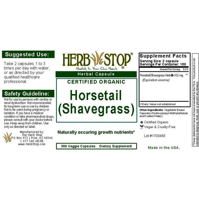 Horsetail Capsules Label