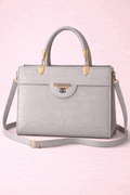 Silver Shimmer Square Satchel with Gold Hardware - Nishat Creative Store