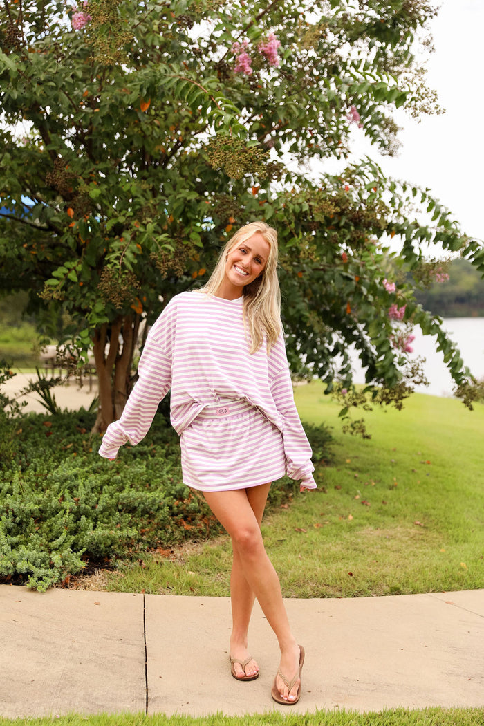 Stripe Oversized Tee  - Lavender