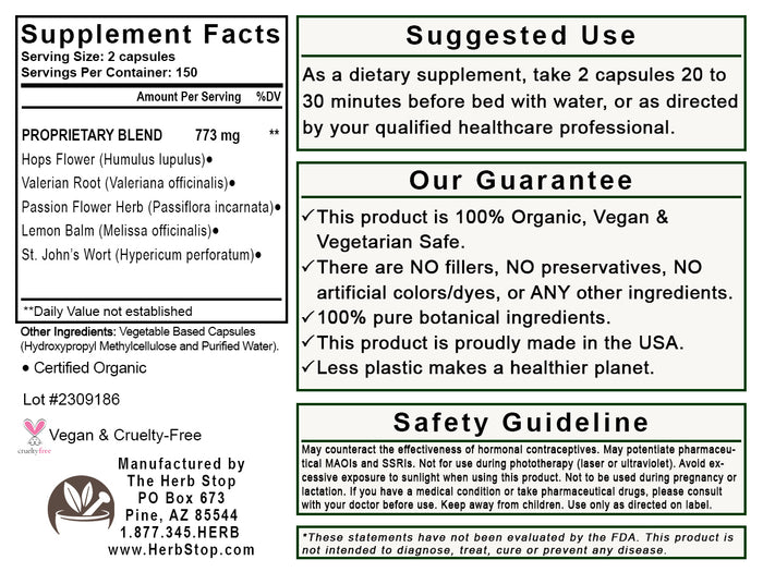 Sweet Dreams Are Made of Z's Capsules Label - Back