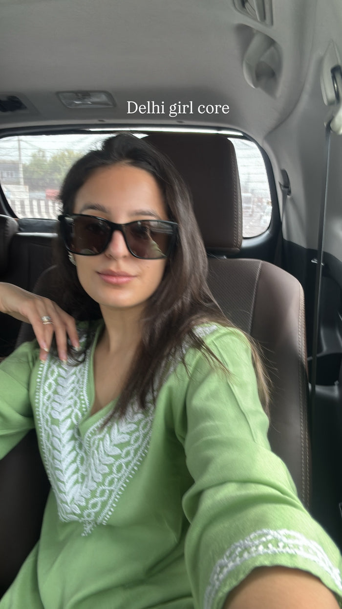 Tarini in Rayon Chikankari Medium Kurta In Pista Green