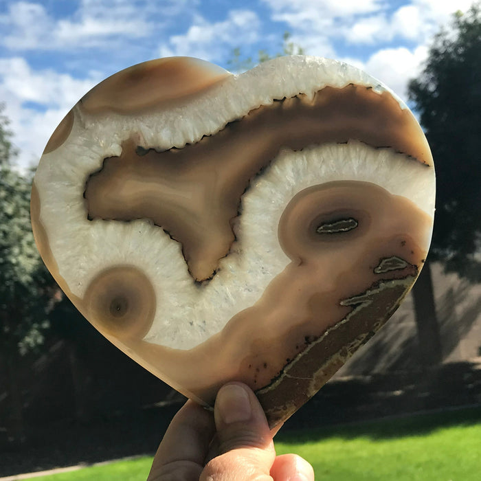 Translucent Abstract Patterned Agate Heart Slab