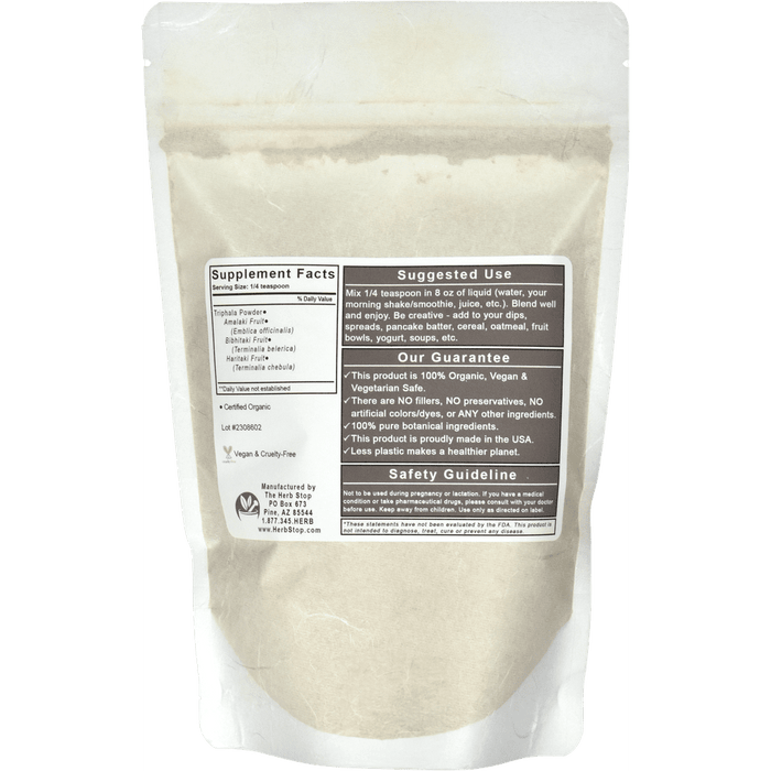 Organic Triphala Powder Bag Back
