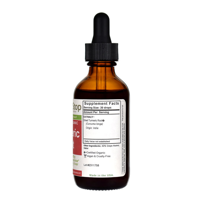 Organic Turmeric Root Liquid Extract 2 oz Bottle - Right