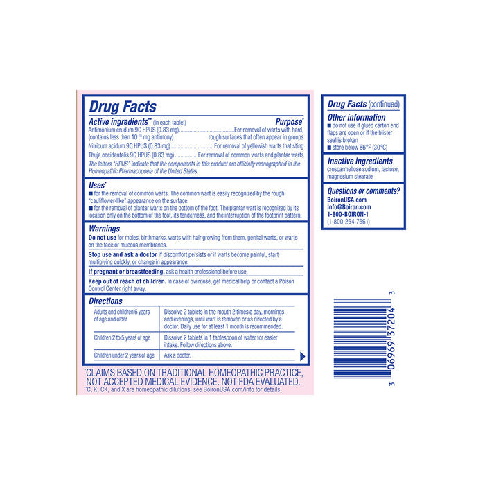 The back of a white herbal supplement bottle showing the Facts panel with text about active ingredients, directions, warnings, and a website for customer service.
