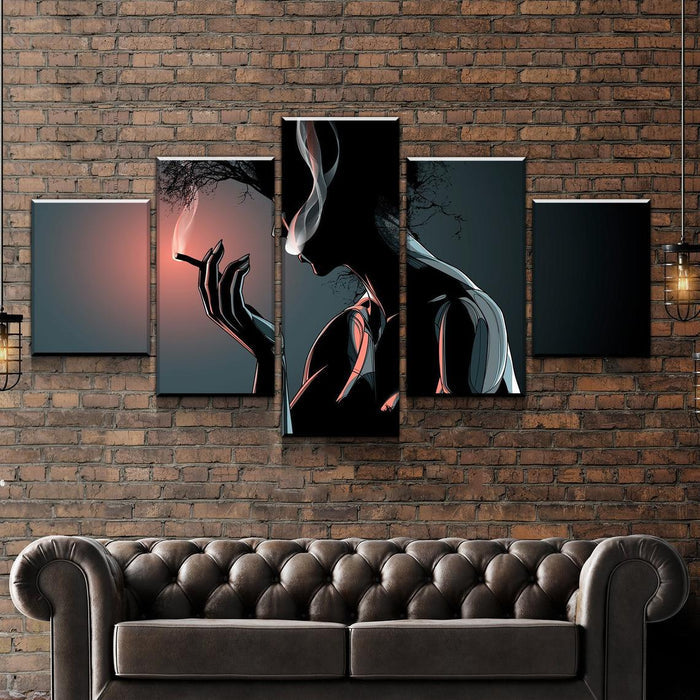 Women Smoke Cigar Wall Art Frame Canvas Printing Decor