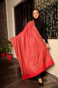 Wool Blend Kani Shawl – Woven Maroon