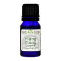 Bottle of Herb Stop Ylang Ylang Complete essential oil on a white background